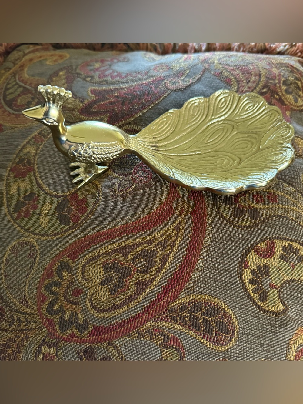 Anthropologie Gold Peacock Decorative Trinket Dish -